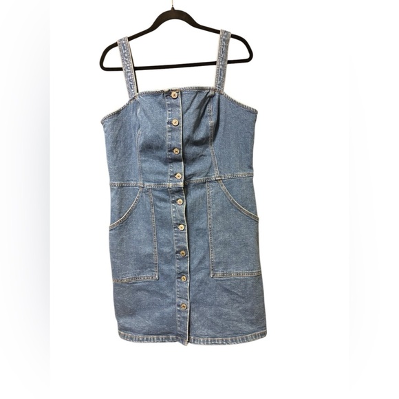 Abercrombie & Fitch Dresses & Skirts - Abercrombie & Fitch Denim Jumper Dress Button Front Short Adjustable Strip XL